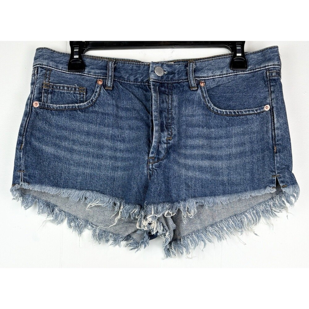 We The Free Jean Shorts Cutoff Frayed Denim Mini Booty, Free People Size 29